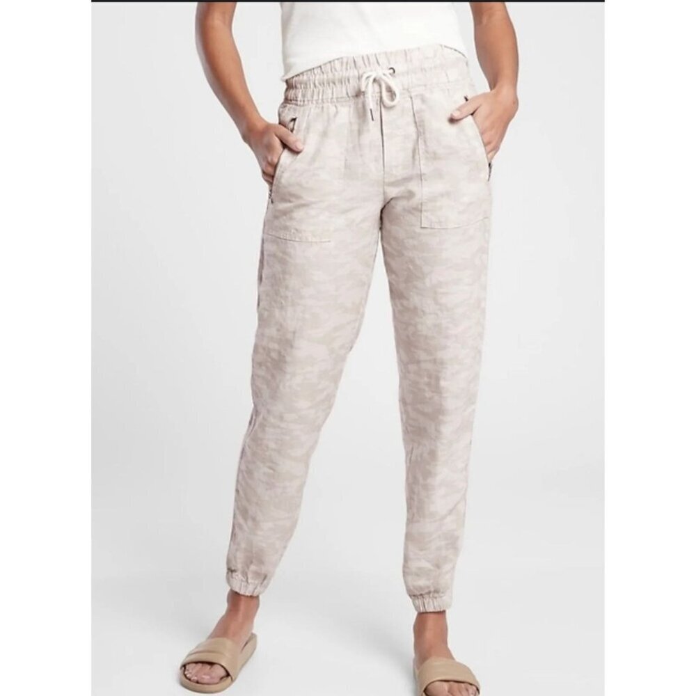 NEW ATHLETA Cabo Tide Linen Jogger Neutral Camo Plus size 26
